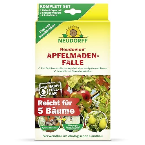 Neudorff Neudomon ApfelmadenFalle – Nachfüllbare Falle mit Speziallockstoff gegen Apfelwickler schützt Äpfel und Birnen vor Madenbefall, 1 Set