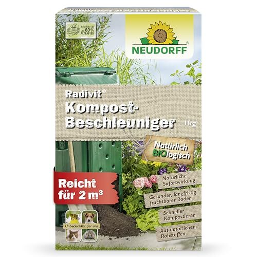 Neudorff Radivit Kompost Beschleuniger 1 kg für 2 m³ - Bio Schnellkomposter zersetzt Kompostabfälle mit Sofort- & Langzeitwirkung. Kompoststarter