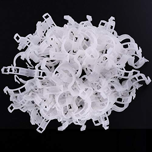 KINGLAKE 200 Stück Pflanzenclips, Pflanzenklammern Tomatenclips, Pflanzen Tomaten Clips, Tomatenklammern, Rankhilfe Klammern, Pflanzenstützclip für Kletterpflanzen Gurken-Weiß