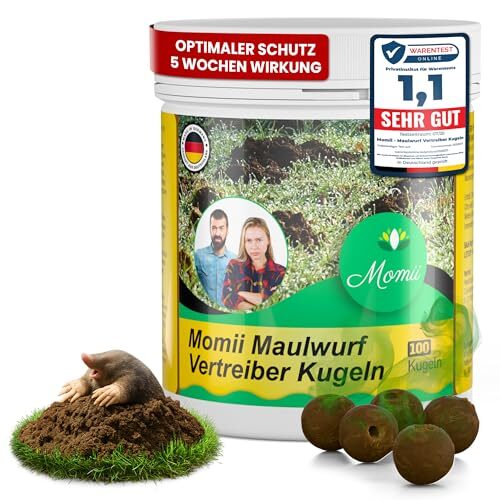 Momii Maulwurf Vertreiber-Kugeln mit Sofort- und Langzeitwirkung effektives Mittel gegen Maulwürfe 1 (1er Pack..)