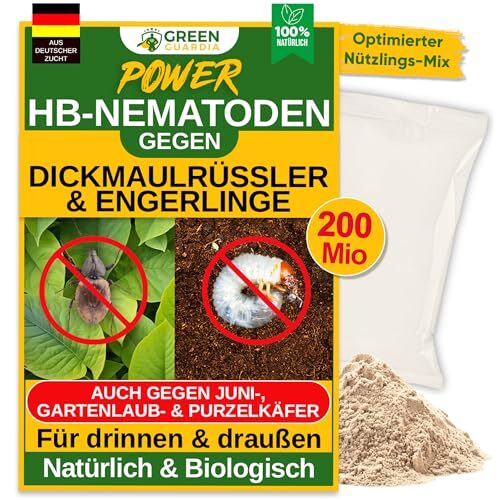 GREEN GUARDIA Power HB-Nematoden gegen Dickmaulrüssler & Engerlinge - biologische Schädlingsbekämpfung, umweltfreundlich, chemiefrei.