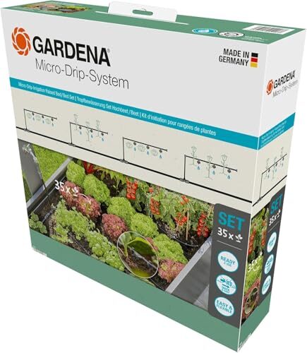 Gardena Micro-Drip-System Tropfbewässerung Set Hochbeet/Beet (35 Pflanzen): Starter-Set sofort einsatzbereit, wassersparendes Bewässerungssystem, einfache & flexible Verbindungstechnik (13455-20)