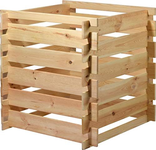 dobar® Select. Holz-Komposter Stecki mit Stecksystem - Quadratischer Kompostbehälter aus Massivholz - Gartenkomposter 320 L - Bausatz - 78 x 78 x 78 cm - Natur