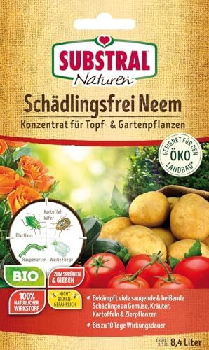 Substral Naturen Bio Schädlingsfrei Neem, 4 x 7,5 ml, gegen saugende und beißende Schädlinge an Gemüse- und Zierpflanzen