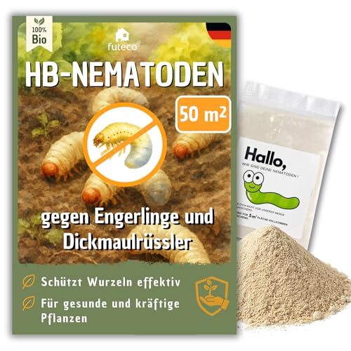 Futeco® – HB-Nematoden gegen Dickmaulrüssler & Engerlinge – für 50m² Fläche – zum einfachen gießen – 100% Biologisch, Chemiefrei & Natürlich – Made in Germany