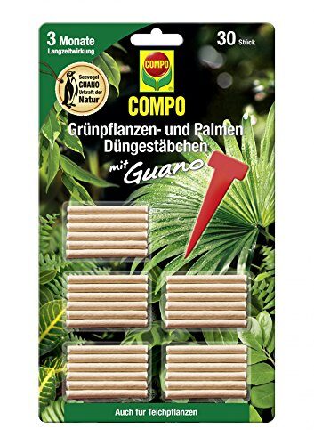 COMPO Grünpflanzen- und Palmen Düngestäbchen mit Guano, 30 Stk.