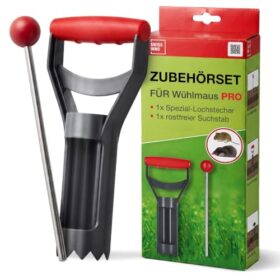SWISSINNO Zubehörset für Wühlmausfalle PRO SuperCat Suchstab & Lochstecher | 25cm rostfreier Suchstab, 6cm Spezial-Lochstecher mit Kunststoffgehäuse, Europäisches Design, einfach zu bedienen, Wühlmaus