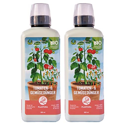 Plantura Bio Tomaten- & Gemüsedünger, 2er Set, Bio Flüssigdünger für Gemüse, 1,6 Liter