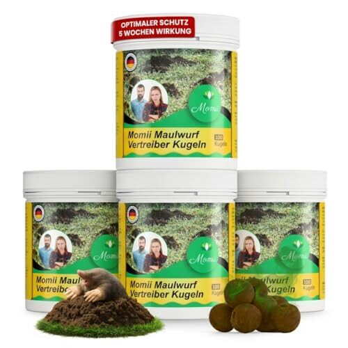 Momii Maulwurf Vertreiber-Kugeln mit Sofort- und Langzeitwirkung effektives Mittel gegen Maulwürfe (5er Pack)