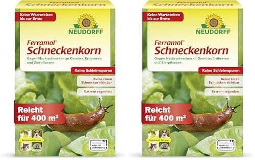 Neudorff Ferramol Schneckenkorn – Zuverlässiger und schneller Schneckenschutz - Extrem Regenfest. Keine toten Schnecken sichtbar, keine Schleimspuren. Schonende Rezeptur, 2 kg (Packung mit 2)