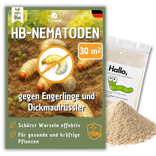 Futeco® – HB-Nematoden gegen Dickmaulrüssler & Engerlinge – für 30m² Fläche – zum einfachen gießen – 100% Biologisch, Chemiefrei & Natürlich – Made in Germany