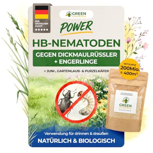 GREEN GUARDIA Power HB-Nematoden gegen Dickmaulrüssler & Engerlinge - biologische Schädlingsbekämpfung, umweltfreundlich, chemiefrei.