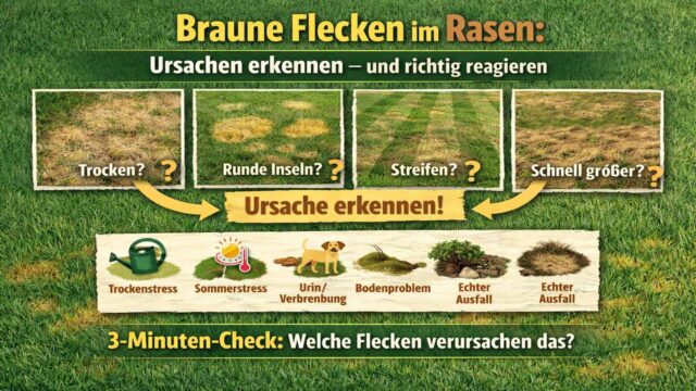 Braune Flecken im Rasen: Ursachen erkennen und richtig reagieren