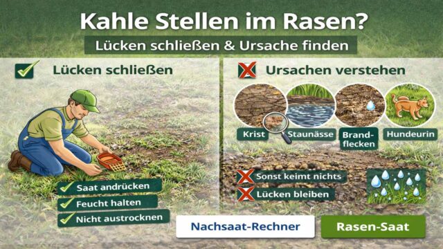 Kahle Stellen im Rasen: Lücken schließen und die Ursache finden
