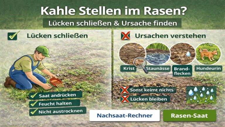 Kahle Stellen im Rasen: Lücken schließen und die Ursache finden