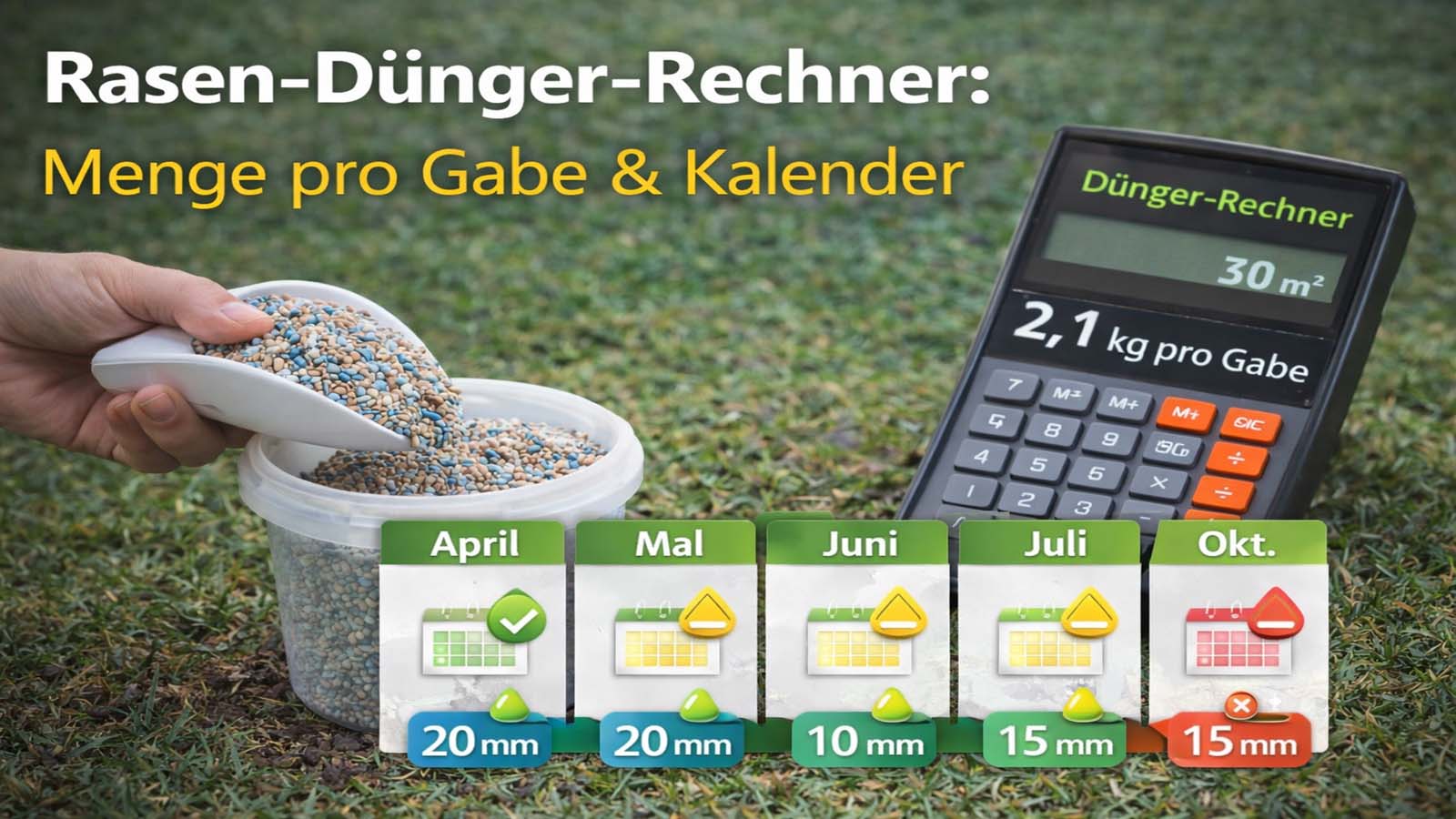 Rasen-Dünger-Rechner mit Fertilizer-Kalender