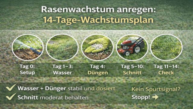 Rasenwachstum anregen: 14-Tage-Plan für sichtbaren Zuwachs