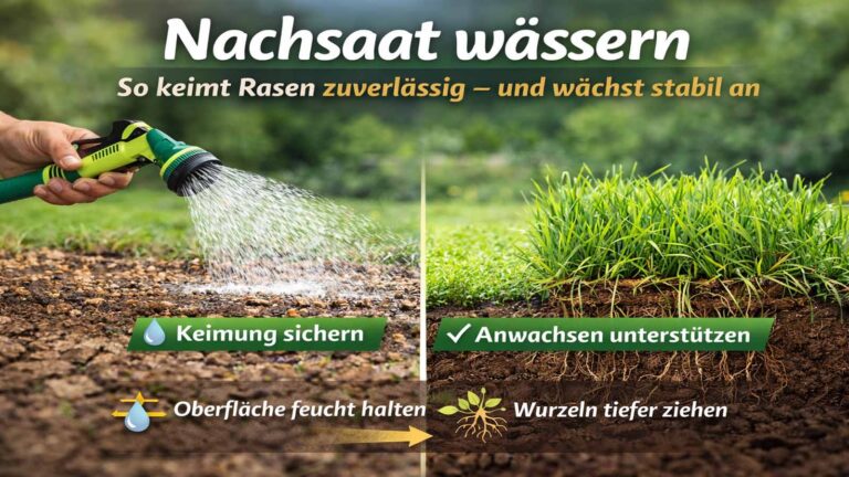 Nachsaat wässern: So keimt Rasen zuverlässig & wächst stabil an