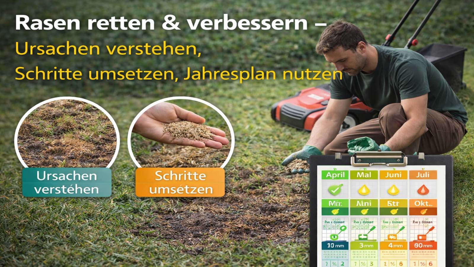 Rasenpflege Schritte und Jahresplan verbessern