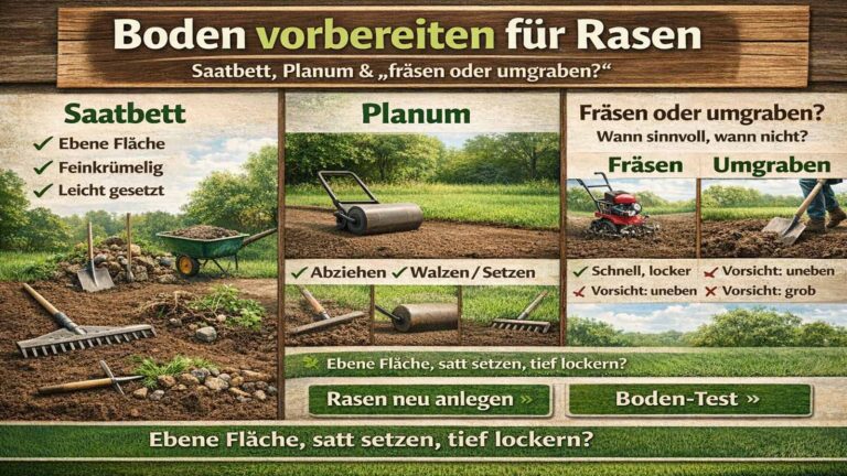 Boden vorbereiten für Rasen: Saatbett, Planum & „fräsen oder umgraben?“