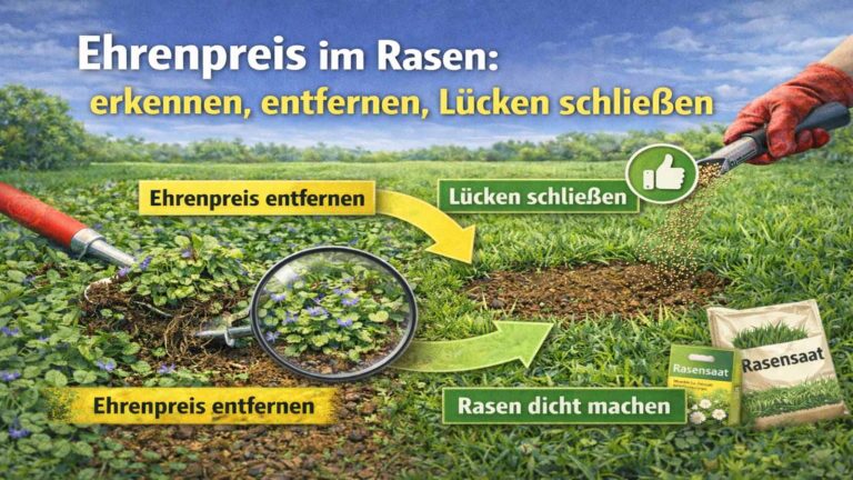 Ehrenpreis im Rasen: erkennen, entfernen, Lücken schließen