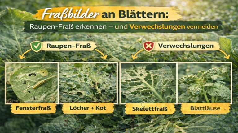 Fraßbilder an Blättern: Raupen-Fraß erkennen – und Verwechslungen vermeiden