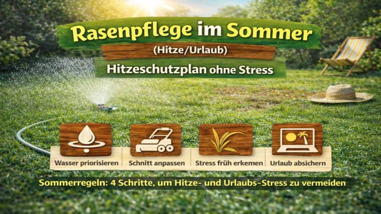 Rasenpflege im Sommer (Hitze/Urlaub): Hitzeschutzplan ohne Stress