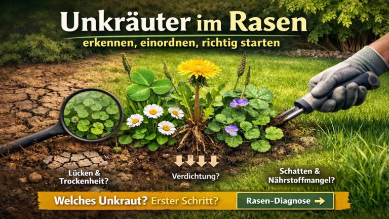 Unkräuter im Rasen: erkennen, einordnen, richtig starten