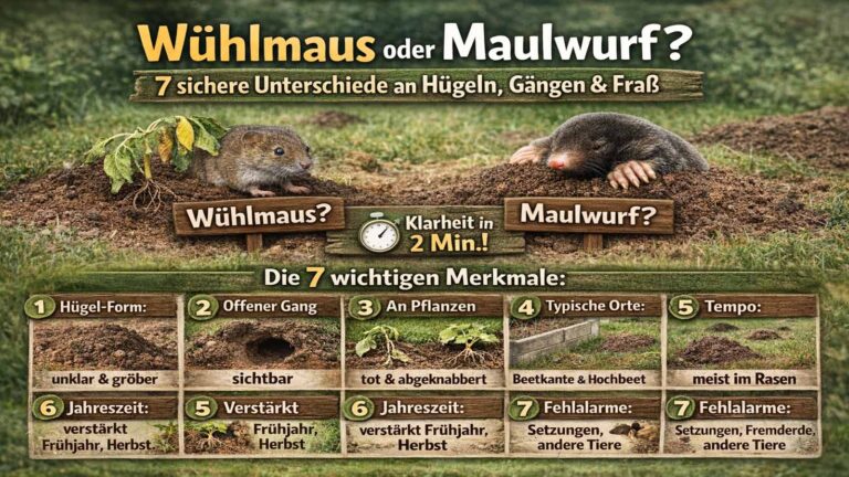 Wühlmaus oder Maulwurf? 7 sichere Unterschiede an Hügeln, Gängen & Fraß