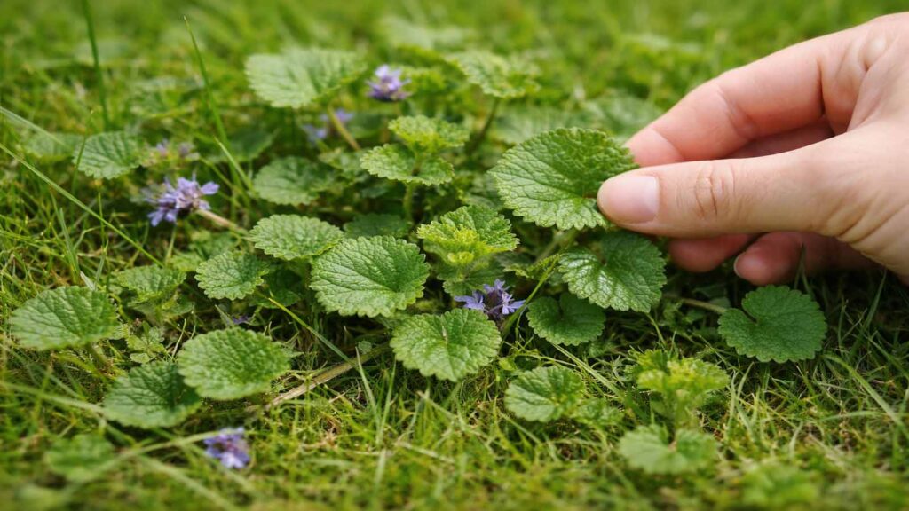 Verwechslung zu Klee: Gundermann-ähnliche, runde Blätter mit Kerben und kriechender Wuchs.