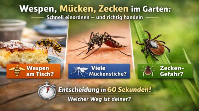 Wespen, Mücken, Zecken im Garten: schnell einordnen – und richtig handeln
