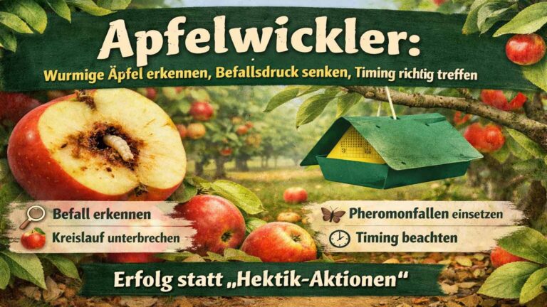 Apfelwickler: Wurmige Äpfel erkennen, Befallsdruck senken, Timing richtig treffen