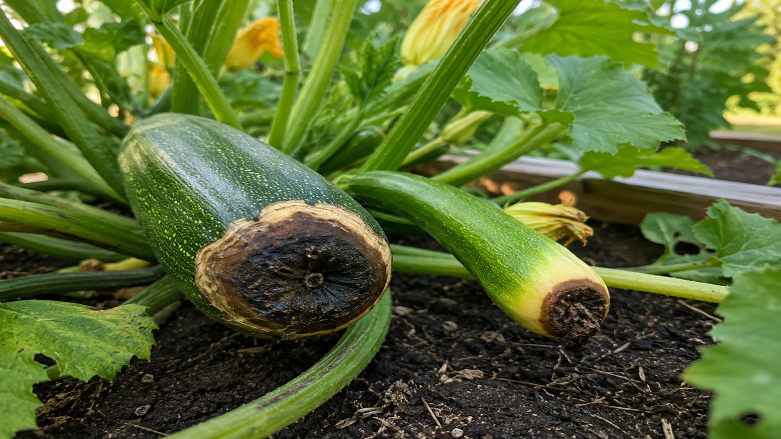 Zucchini faulen an der Spitze? Erfahre, warum dunkle, weiche Fruchtenden oft durch Blütenendfäule, Wasserstress oder Wurzelprobleme entstehen – und was jetzt hilft.
