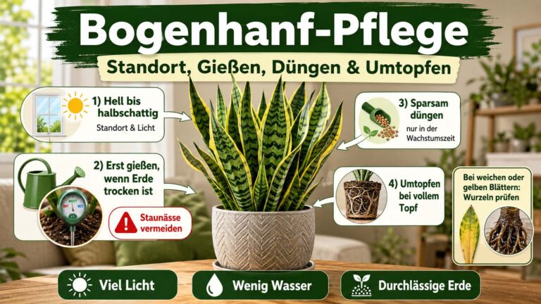 Bogenhanf-Pflege: Standort, Gießen, Düngen und Umtopfen