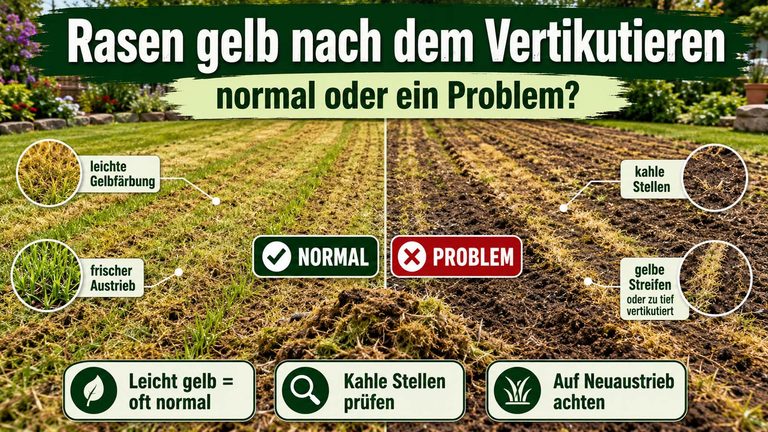 Rasen gelb nach dem Vertikutieren: normal oder ein Problem?
