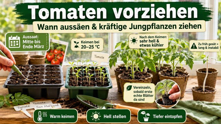 Tomaten vorziehen: Wann aussäen und wie kräftige Jungpflanzen gelingen