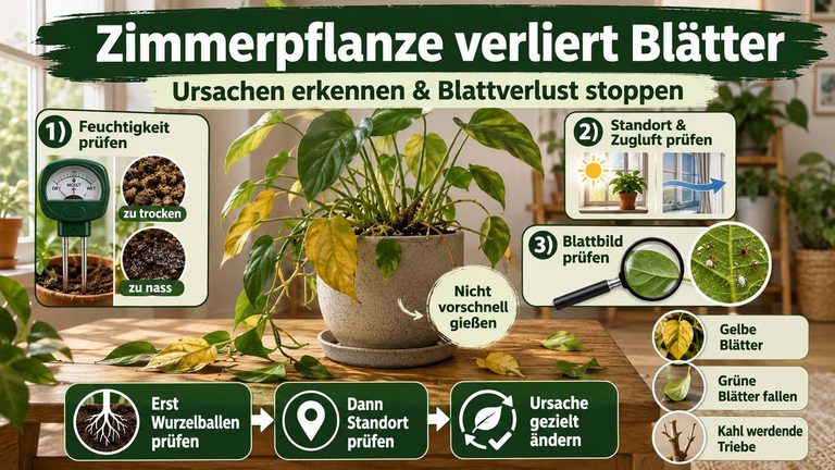 Zimmerpflanze verliert Blätter: Ursachen erkennen und Blattverlust stoppen