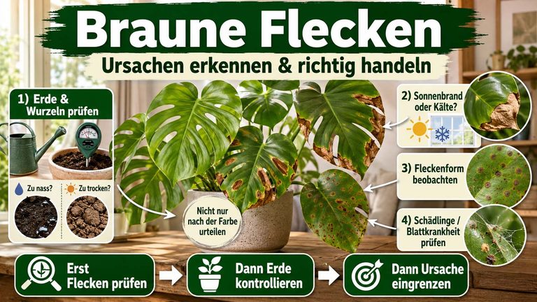 Zimmerpflanzen bekommen braune Flecken: Ursachen erkennen und richtig handeln