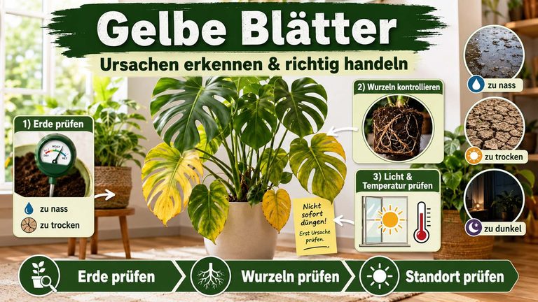 Zimmerpflanzen bekommen gelbe Blätter: Ursachen erkennen und richtig handeln