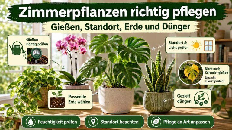 Zimmerpflanzen richtig pflegen: Gießen, Standort, Erde und Dünger