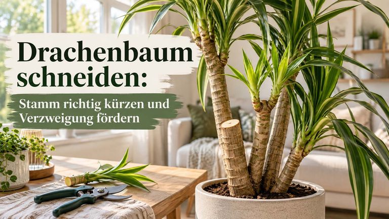 Drachenbaum schneiden: Stamm richtig kürzen und Verzweigung fördern