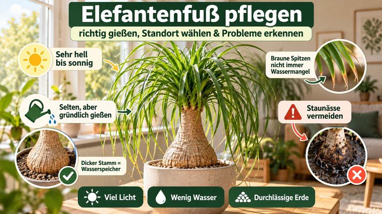 Elefantenfuß pflegen: richtig gießen, Standort wählen und Probleme erkennen