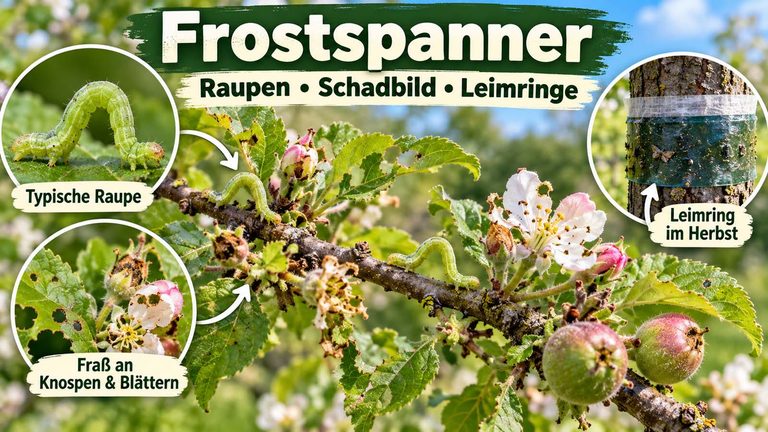 Frostspanner erkennen und bekämpfen: Raupen, Schadbild und Leimringe