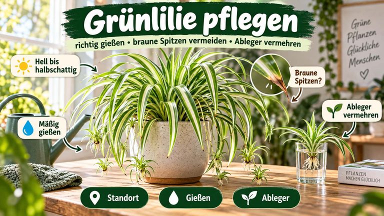 Grünlilie pflegen: Gießen, Düngen, Umtopfen und Pflegefehler erkennen