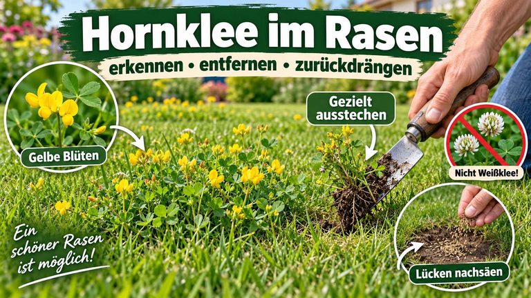 Hornklee im Rasen: erkennen, entfernen und dauerhaft zurückdrängen