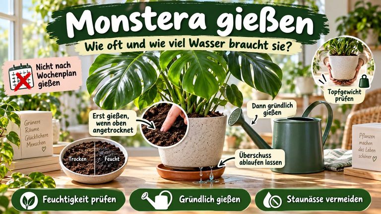 Monstera gießen: Wie oft und wie viel Wasser braucht sie?