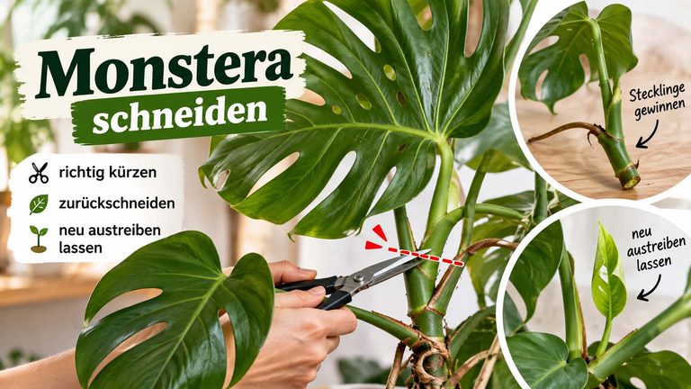 Monstera schneiden: richtig kürzen, zurückschneiden und neu austreiben lassen