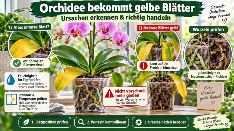 Orchidee bekommt gelbe Blätter: Ursachen erkennen und richtig handeln