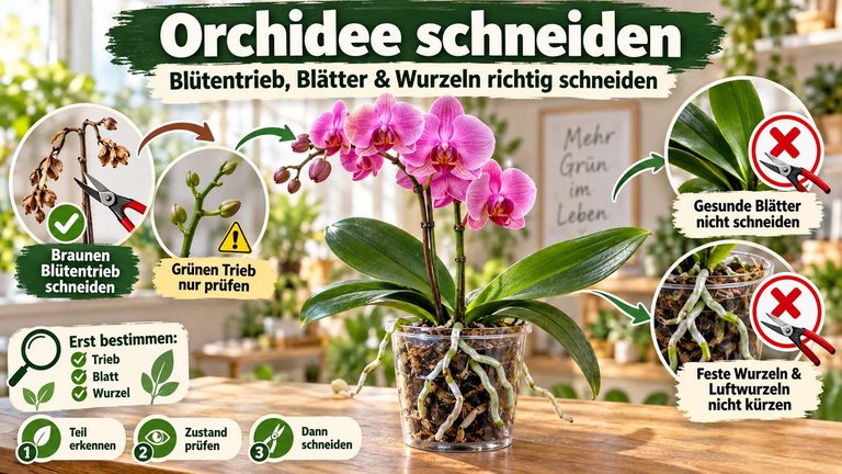 Orchidee schneiden: Blütentrieb, Blätter und Wurzeln richtig schneiden