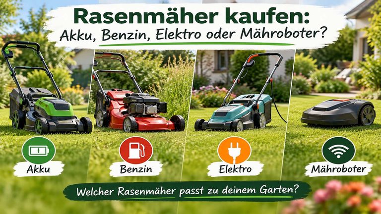 Rasenmäher kaufen: Akku, Benzin, Elektro oder Mähroboter?